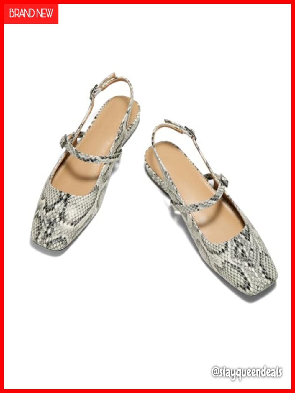 Womens Slingback Lambskin Insole Square Toe Mules Slip On Flats